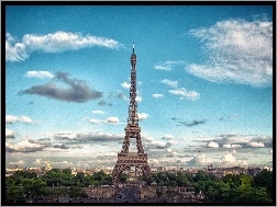 Chmury, Wieża Eiffla, Paryż, Niebo
